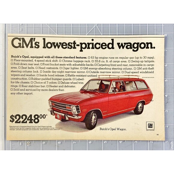Buick's Opel "GM's Lowest-priced Wagon" Vintage Print Ad 1970 - Picture 2 of 3